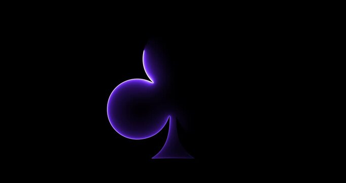 Illuminated Neon Outline Of A Club Playing Card Symbol On A Black Background icon