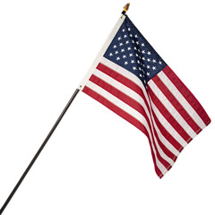 Fototapeta premium American flag waving on a pole isolated on transparent background