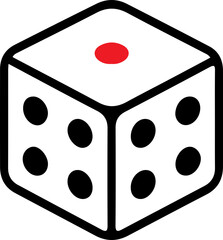 Dice Icon – Vector Illustration of Gambling Cube Symbol in Black Outline Style