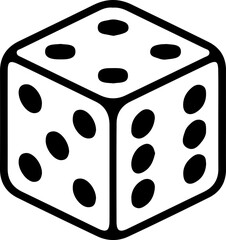 Dice Icon – Vector Illustration of Gambling Cube Symbol in Black Outline Style
