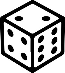 Dice Icon – Vector Illustration of Gambling Cube Symbol in Black Outline Style