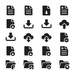 File Management, Data Storage, and Cloud Icon Set