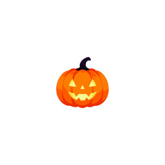 Halloween Pumpkin Jack O Lantern Illustration Vector Art Design Isolated on White Holiday Season Carved Face Orange Decorative Fall.