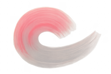 Pink and white curved paint stroke on transparent background