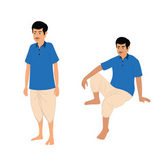 A Indian village man cartoon character design. For 2d cartoon animation moral story. Ready for Animate CC and Illustrator. 