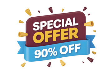 Special offer 90 off isolated on transparent background