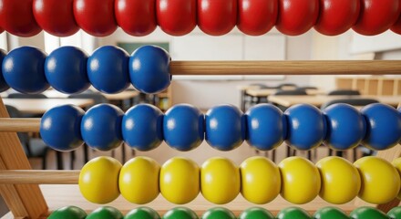 Colorful abacus in a classroom setting