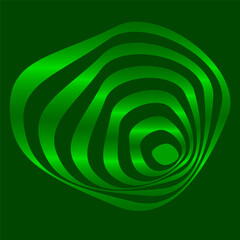 The gradient play of vibrant green hues creates a sense of energy and depth. This illustration resembles a vortex or concentric waves converging inward.