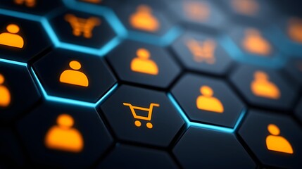 Online shopping and customer service concept with hexagonal design AI Generated