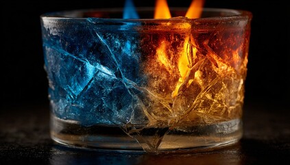 Fire and ice collide in a glass creating a mesmerizing contrast of elements