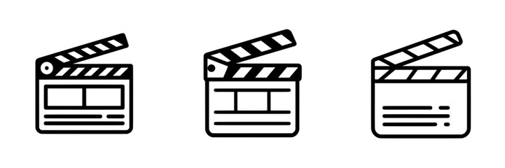 The clapper board icon is part of a movie clapper board icon set that includes open and closed clapper symbols in a modern design