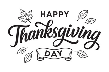 Black and white line art design for Thanksgiving featuring 