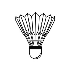 Black and white illustration of a shuttlecock