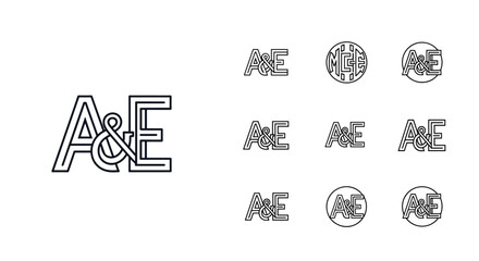 A&E Television Networks Logo Collection: A comprehensive set of A&E logos, including the primary A&E emblem, variations within circles, and stylized representations, perfect for media, broadcasting