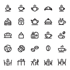 Minimalist Line Icon Set for Coffee Shop and Bakery