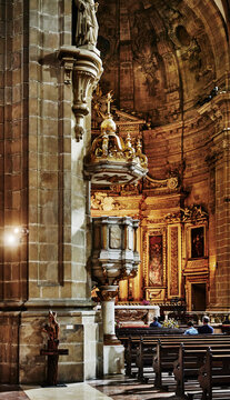Interior of the basilica of Saint Mary of the Chorus (Bas&iacute;lica de Nuestra Se&ntilde;ora del Coro). Completed in 1774. Located in San Sebasti&aacute;n, Spain, Europe 