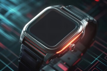 Futuristic smartwatch with glowing details representing advanced digital integration and network connections