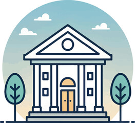 Classical bank building or government institution illustration