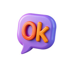 3D Rendered Speech Bubble with Text OK