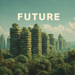Futuristic Tree City: Modern Metropolis with Trees and Green Architecture.