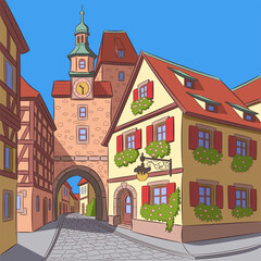 Clock Tower in Rothenburg ob der Tauber, Germany