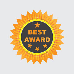 Golden starburst award ribbon with best award text