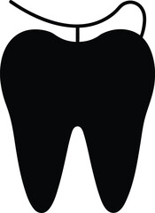 Dental Health Silhouette Tooth Outline Oral Hygiene Cavity Prevention Molar Anatomy Root Structure Dentistry Graphic Isolated on Transparent Background