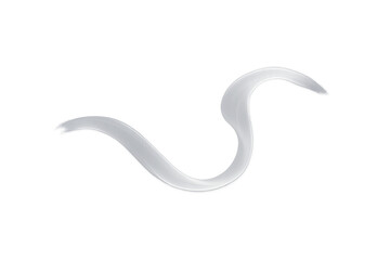 White flowing smoke or steam on transparent background representing abstract wavy air current or vapor trail