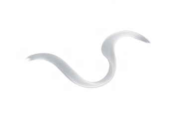 White flowing smoke or steam on transparent background representing abstract wavy air current or vapor trail