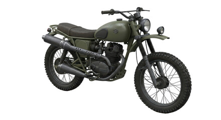 Fototapeta premium Vintage green motorcycle with classic design on transparent background