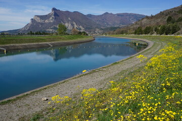 view of the Canal de Sisteron, southern Alps, France in the spring
