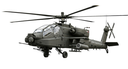 Military attack helicopter isolated on transparent background