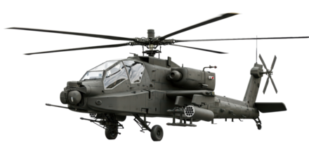 Military attack helicopter isolated on transparent background