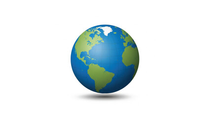 Fototapeta premium A detailed, realistic 3D rendering of planet Earth, showcasing continents and oceans against a clean white background.