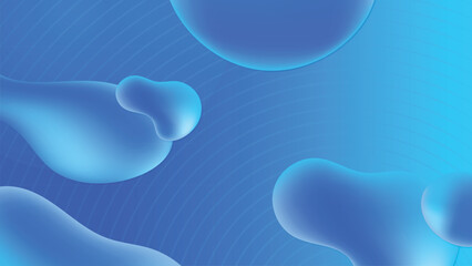 Vibrant Blue Color Gradient Background Design With Dynamic Wavy Lines And Abstract 3D Liquid Organic Shapes Template