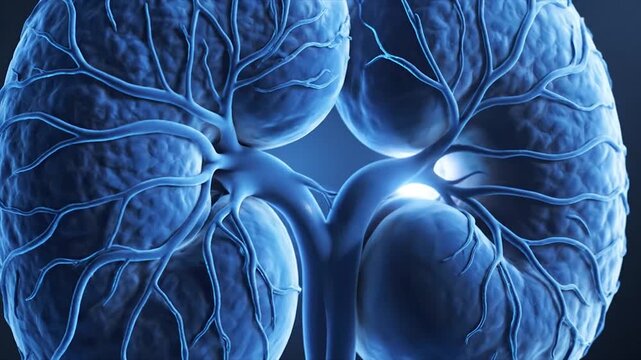 Detailed 3D Rendering of Human Kidneys for Medical Visualization.