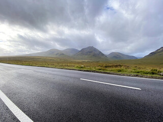 A view of the Scottish Highlands at Glencoe on a cloudy day