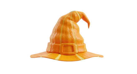 Orange pumpkin textured witch hat in a whimsical design  