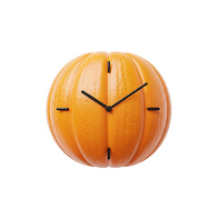 Pumpkin-shaped wall clock in orange color with black hands  