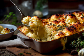 traditional golden roasted cauliflower cheese