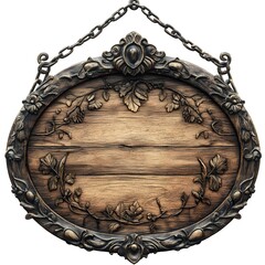 Fototapeta premium Medieval Shop Signs Collection –Rustic Wooden and Metal Vintage Tavern and Blacksmith Signboards, Fantasy Game Decorative Elements