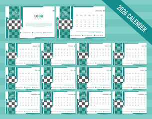 2026 Desk Calendar Template | Minimal Corporate Desk Calendar Design | Business Printable AI EPS