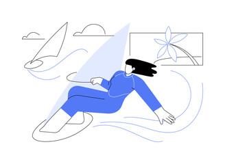 Windsurfing fun isolated cartoon vector illustrations.
