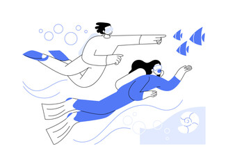 Open water diving course isolated cartoon vector illustrations.