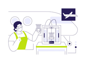 3D printing in aviation abstract concept vector illustration.