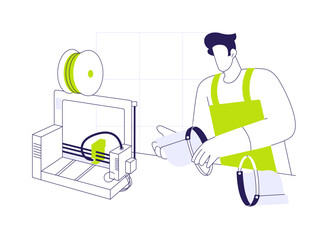 3D printed face shields abstract concept vector illustration.