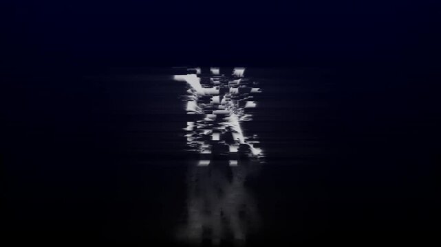 7K Resolution Text with Digital Glitch Effect and Reflection on Dark 4k video Background 