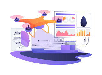 Naklejka na ściany i meble AI-Guided Oil Spill Trajectory Forecasting abstract concept vector illustration.