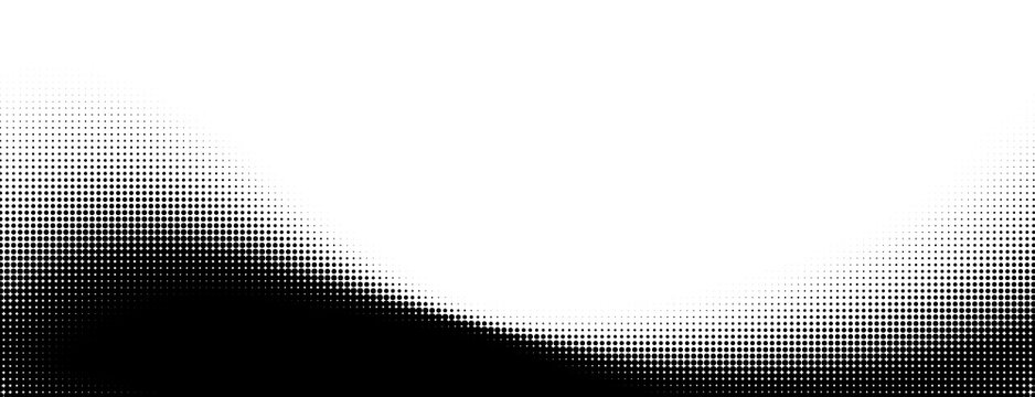 Halftone border website. Drop separator effect. Wave black gradient dot divider. Pixel graphic frame. Half tone png illustration