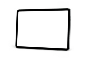 Tablet mockup with a blank, empty screen, perfect for presenting application designs, websites, or digital content. Transparent background